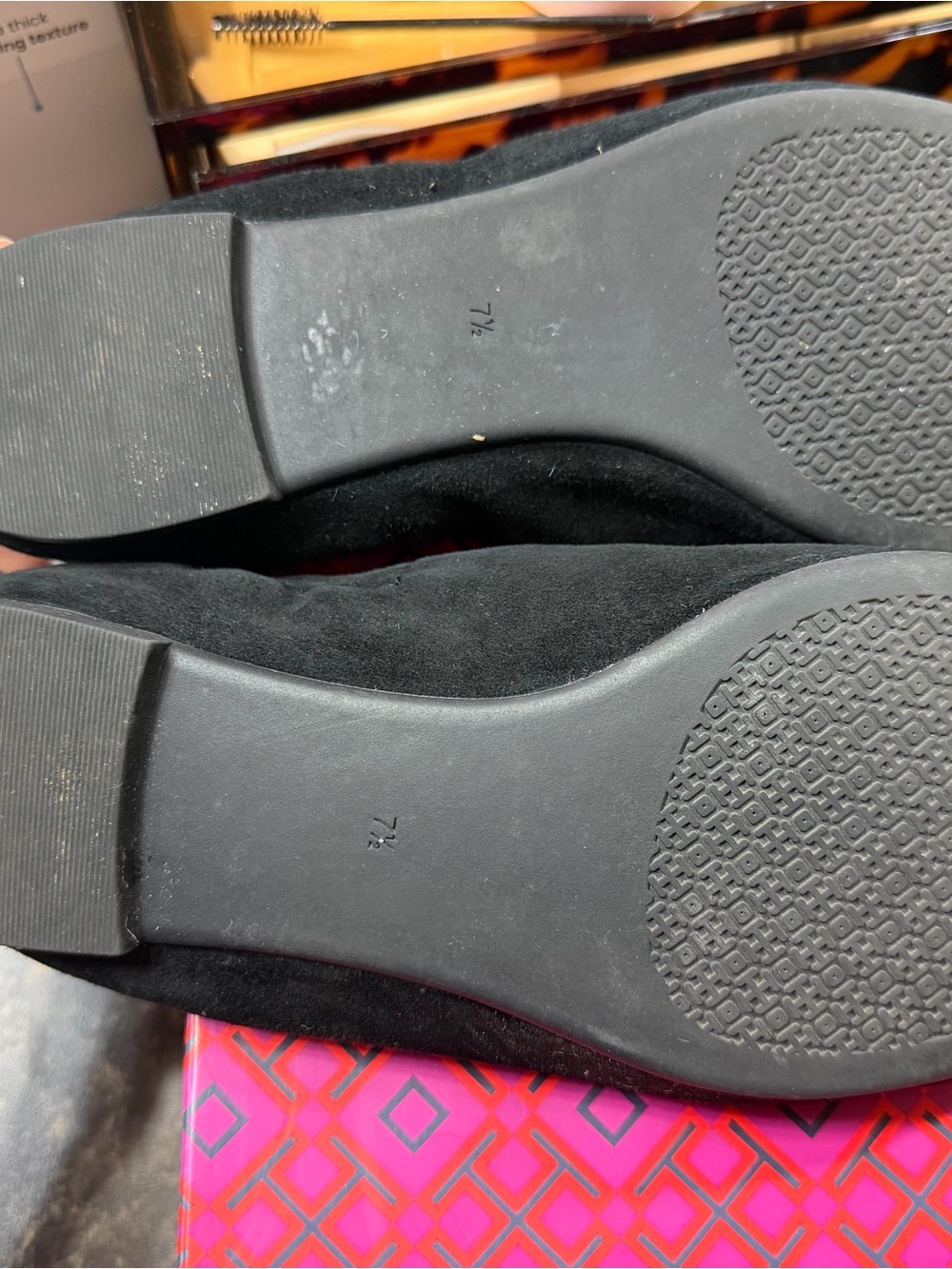 Tory Burch Black Embellished Suede Ballet Flats - Picture 5 of 6